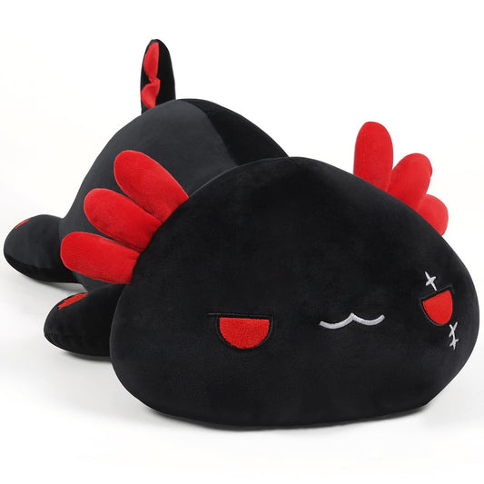 SNOWOLF black axolotl plush pillow in 12-inch size, soft cuddle buddy.