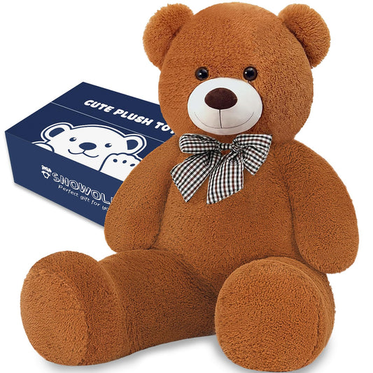 SNOWOLF Giant Teddy Bear 47-inch in dark brown for cozy companionship