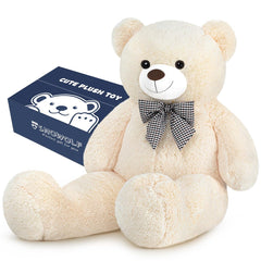 SNOWOLF giant white teddy bear, 47 inches tall, ideal gift and cuddle companion.