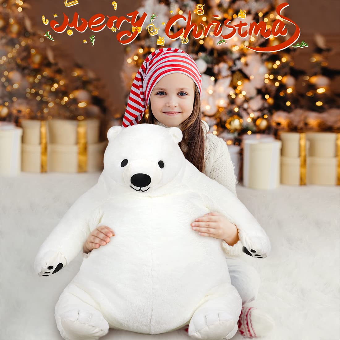 SNOWOLF Djungelskog Bear 80 cm hugged by child for imaginative play.