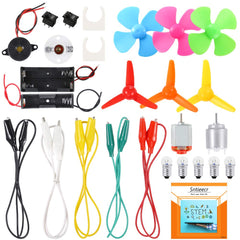 Sntieecr electric circuit kit content spread showing complete parts set for hands-on learning