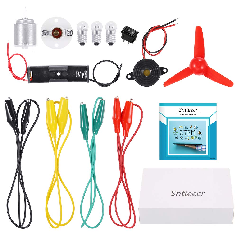 Sntieecr electric circuit kit box showing all components for hands-on STEM learning