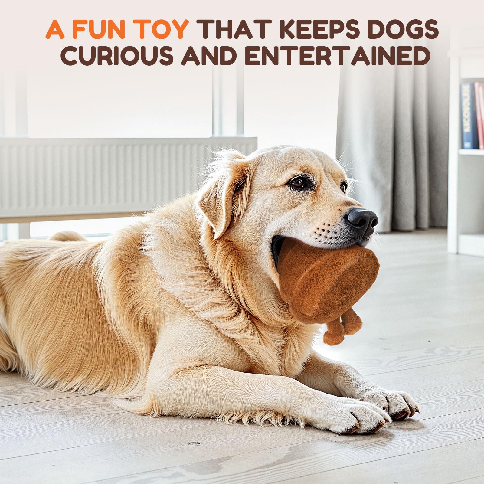 SnugBibble plush entertaining a pet during playtime with engaging sounds and texture.