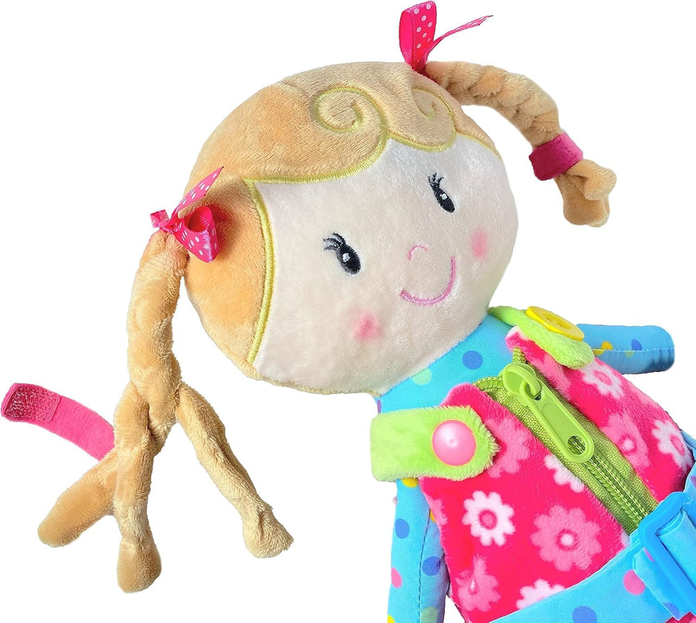 Sugar Snap doll hair bow being tied for pretend styling