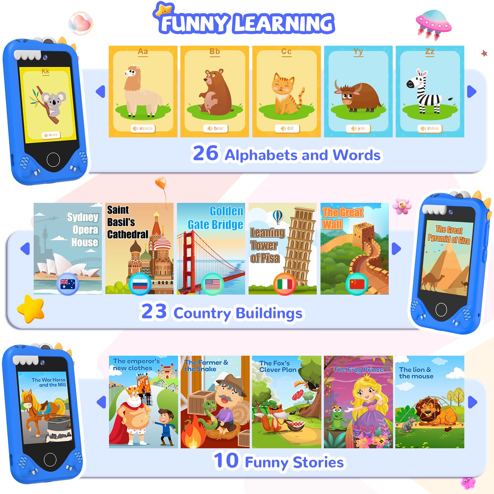 SNWIDA kid smart phone ABC learning mode sparks curiosity.