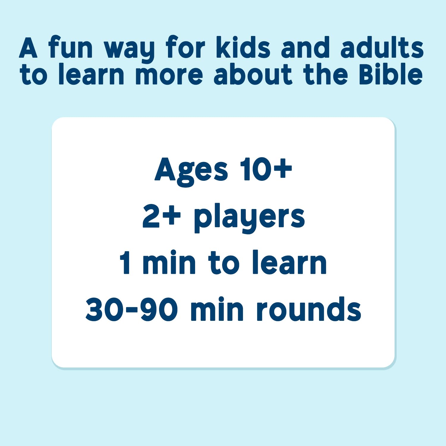 SO YOU THINK YOU KNOW THE BIBLE plays well with ages 10+, a friendly gift option.