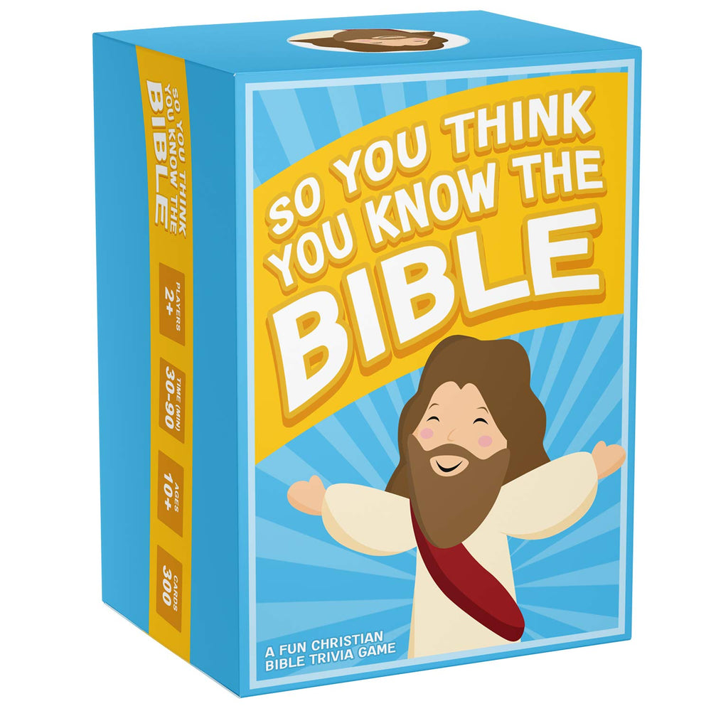SO YOU THINK YOU KNOW THE BIBLE game box offers engaging family trivia for Bible study nights.