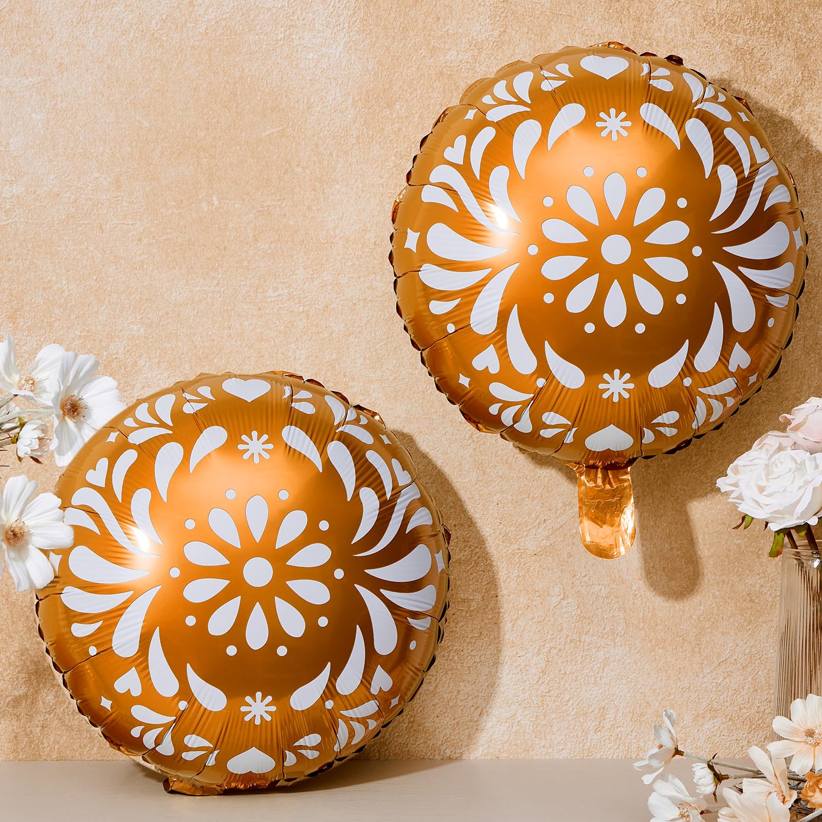 Soaoo Mexican folk design balloon with brown and white pattern for authentic decor.