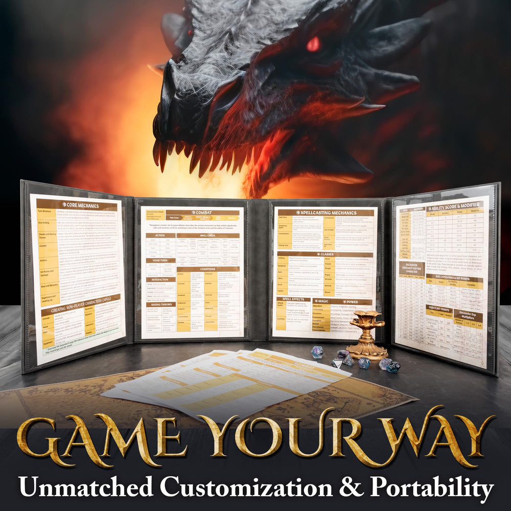 Soar Forge DM Screen folds compactly for travel and storage.