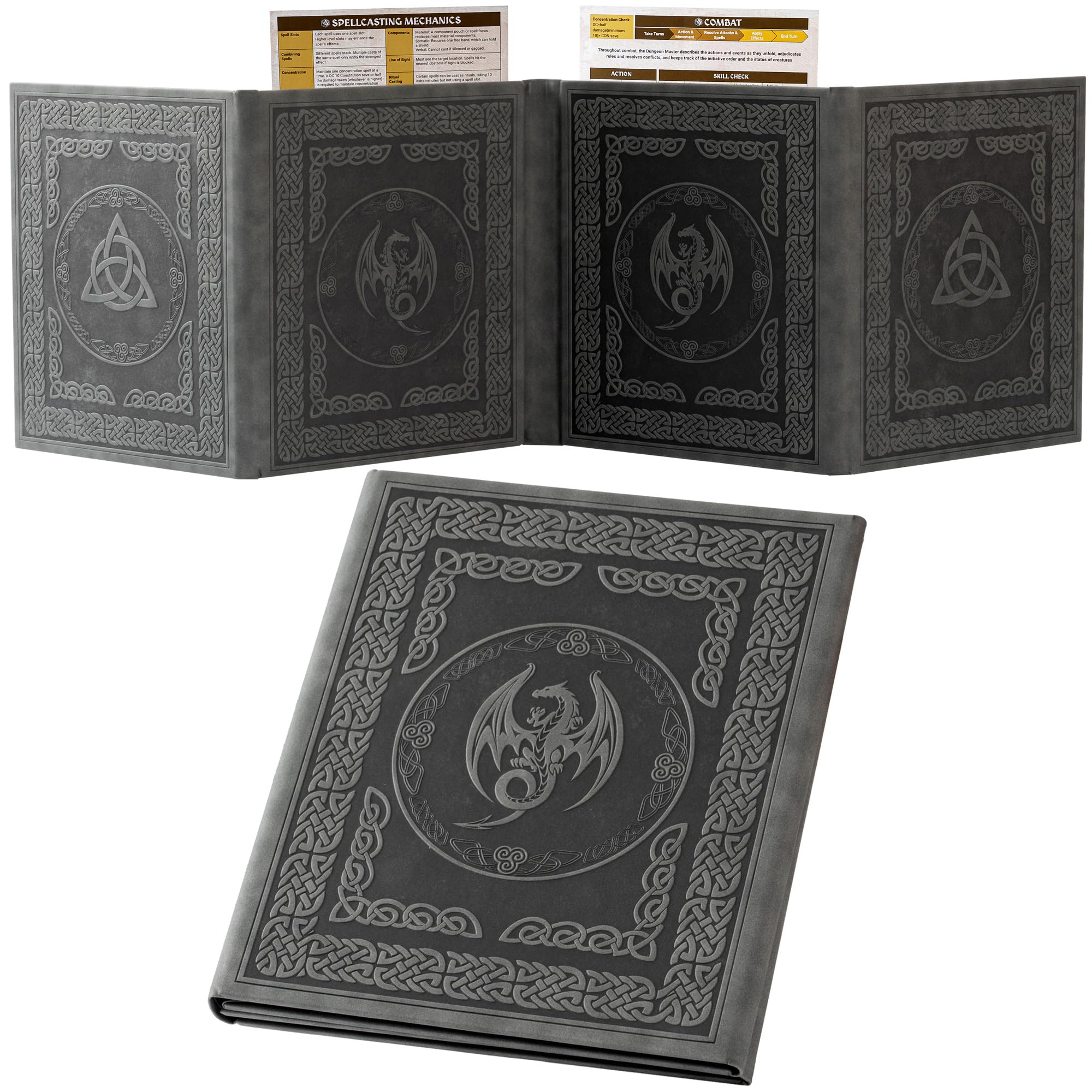 Soar Forge DM Screen with four wider panels for easy on-table notes.