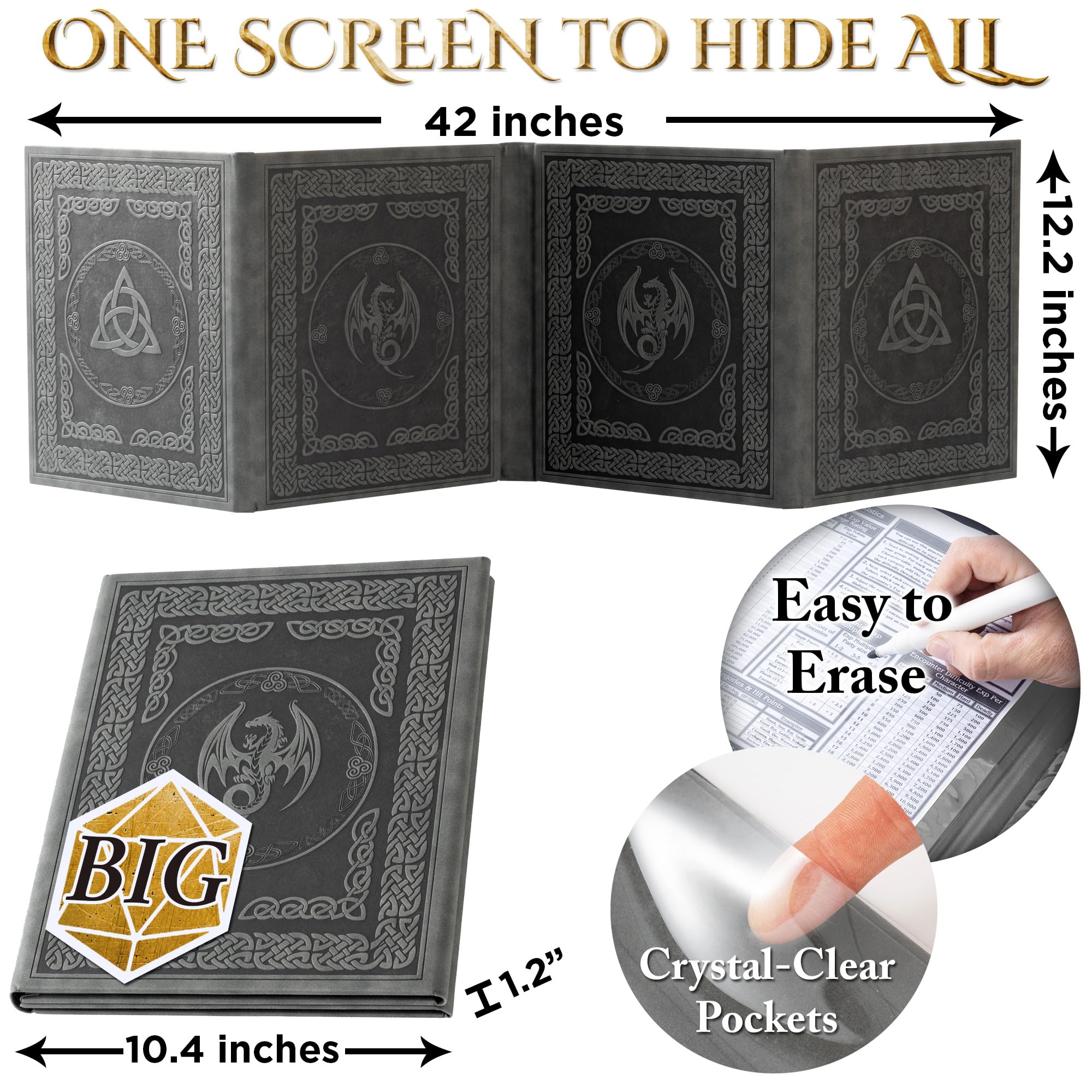 Soar Forge DM Screen pockets support wet-erase markers for fast updates.