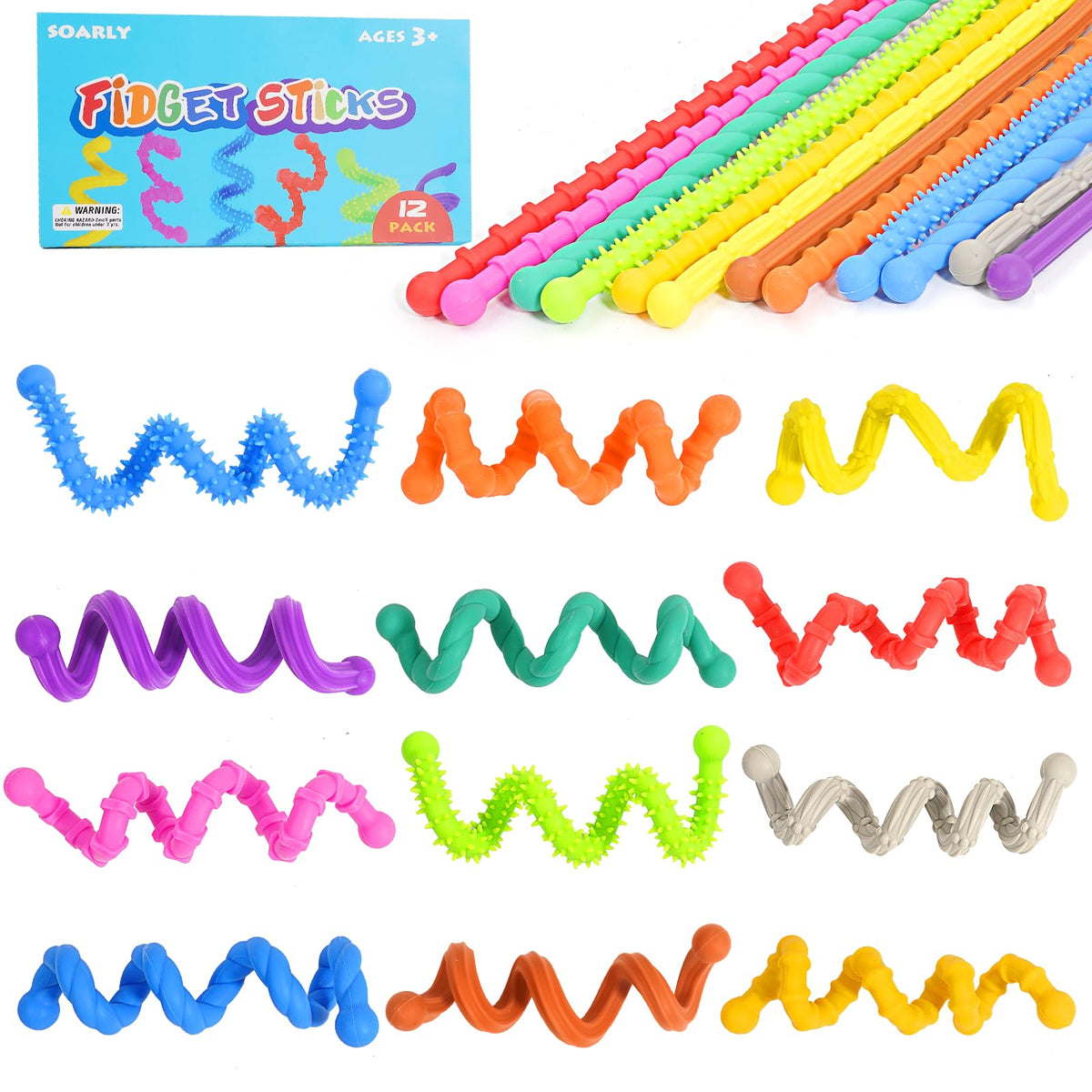 Soarly bendable sensory stick for flexible calm down play and focus.