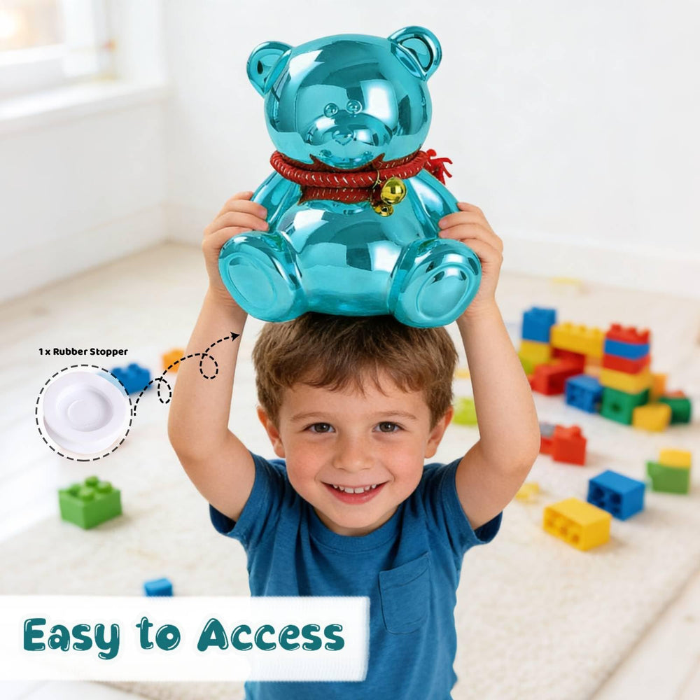 SOBEIT bear piggy bank EVA feet provide extra stability