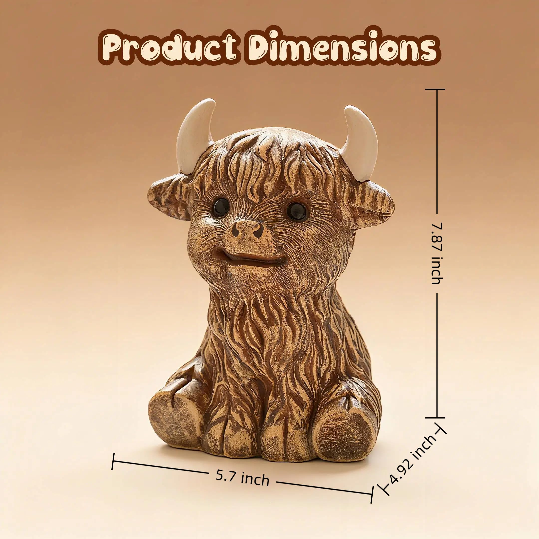 SOBEIT Highland Cow Piggy Bank matte finish adds timeless rustic texture.