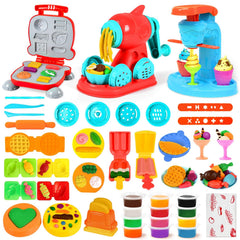 SOCBTNSO 3-in-1 dough set ice cream maker engaging kids in imaginative pretend treats.