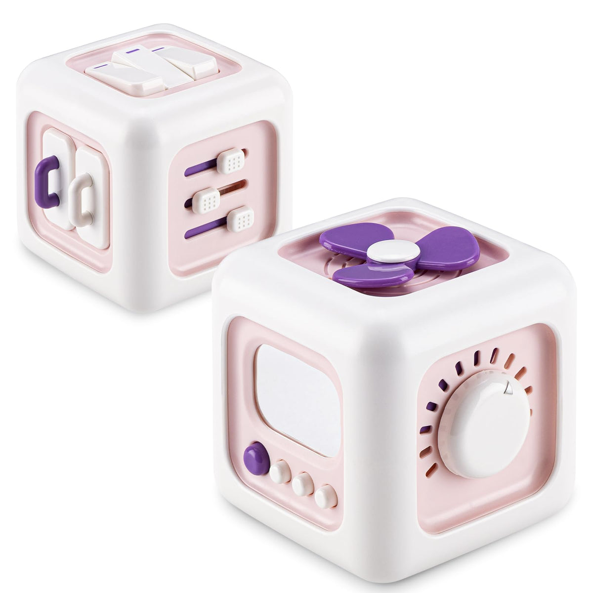 SOCBTNSO Busy Cube activity dial promotes fine motor skill practice during play.