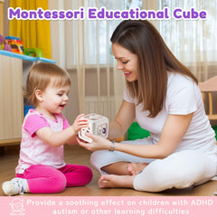 SOCBTNSO Busy Cube beads and sliders aid sensory exploration on the go.