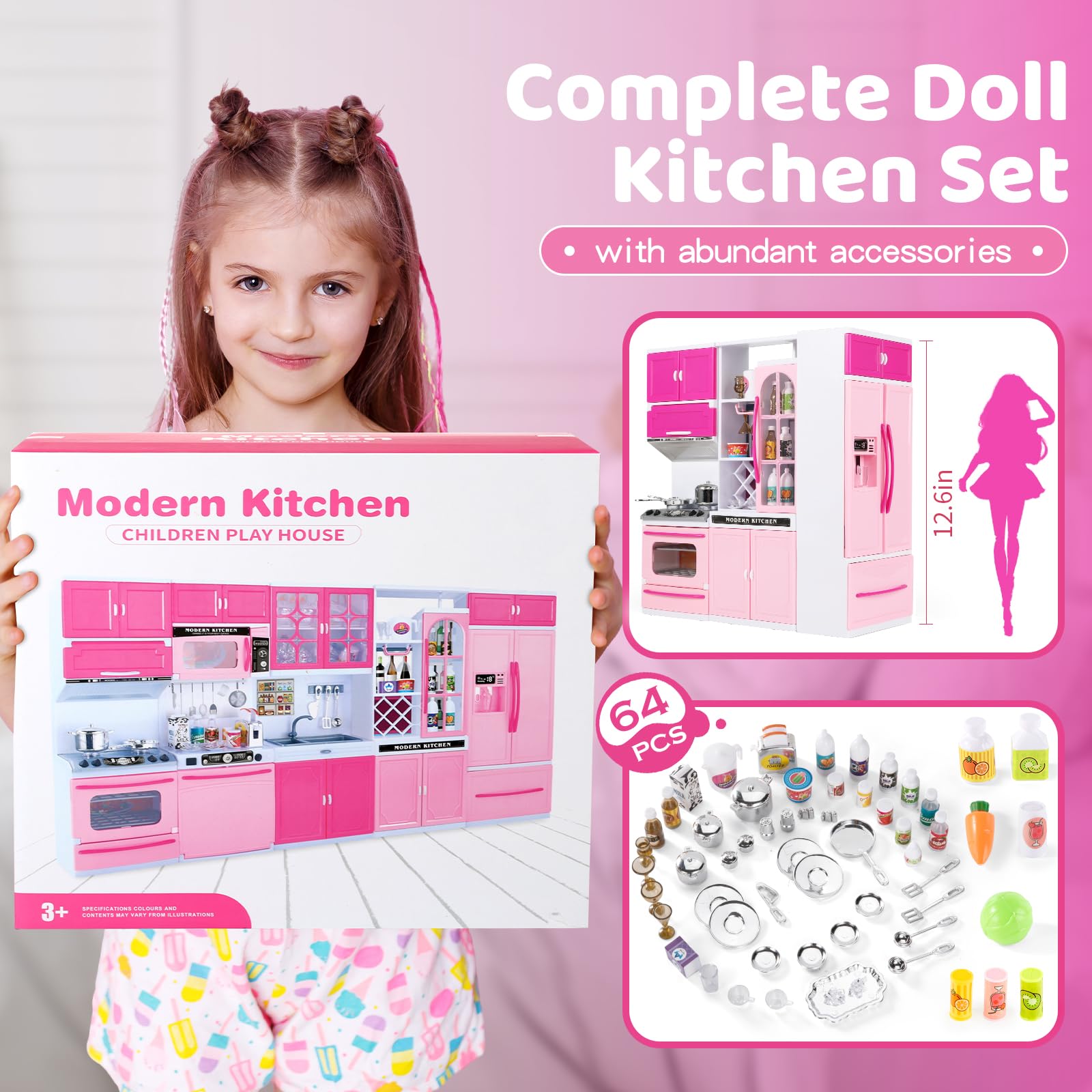SOCBTNSO doll kitchen playset assembly enables creative setups for kids.