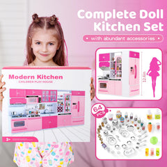 SOCBTNSO doll kitchen playset assembly enables creative setups for kids.
