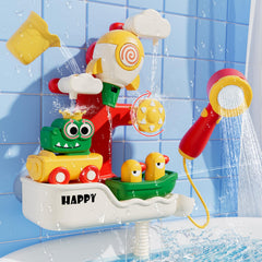 SOCBTNSO FlowFun main component engaging toddlers in hands-on bath play