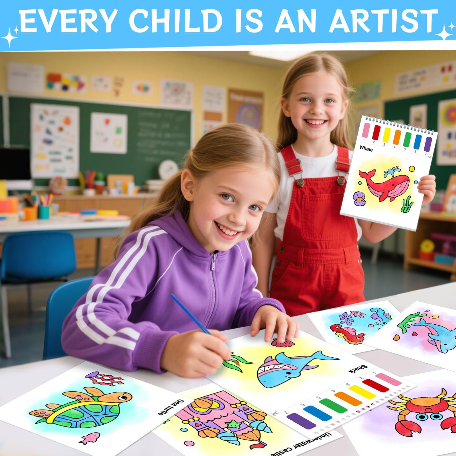 SOCOLER color palette with water splash supports easy classroom use.