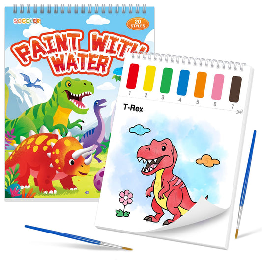 SOCOLER dinosaurs theme painting page for kids promotes color recognition