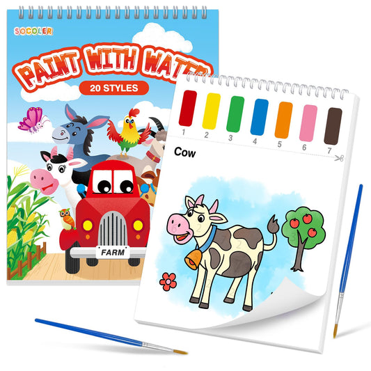 SOCOLER Farm paint with water book cover designed for mess-free creative play.