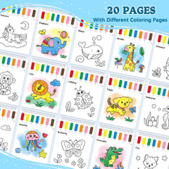 SOCOLER Paint with Water animal pages 01, beginner-friendly setup with brushes