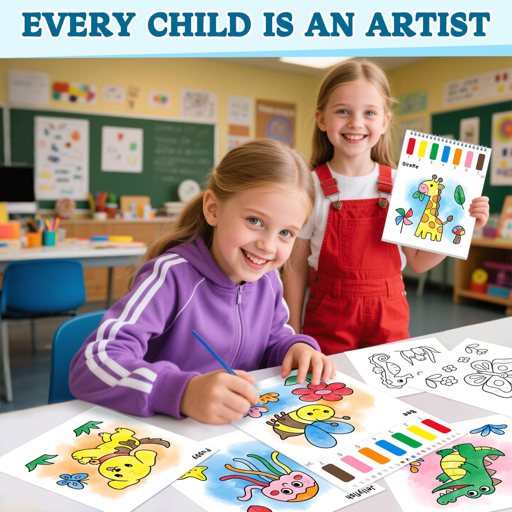 SOCOLER Paint with Water animal pages 03, number-guided color matching for kids