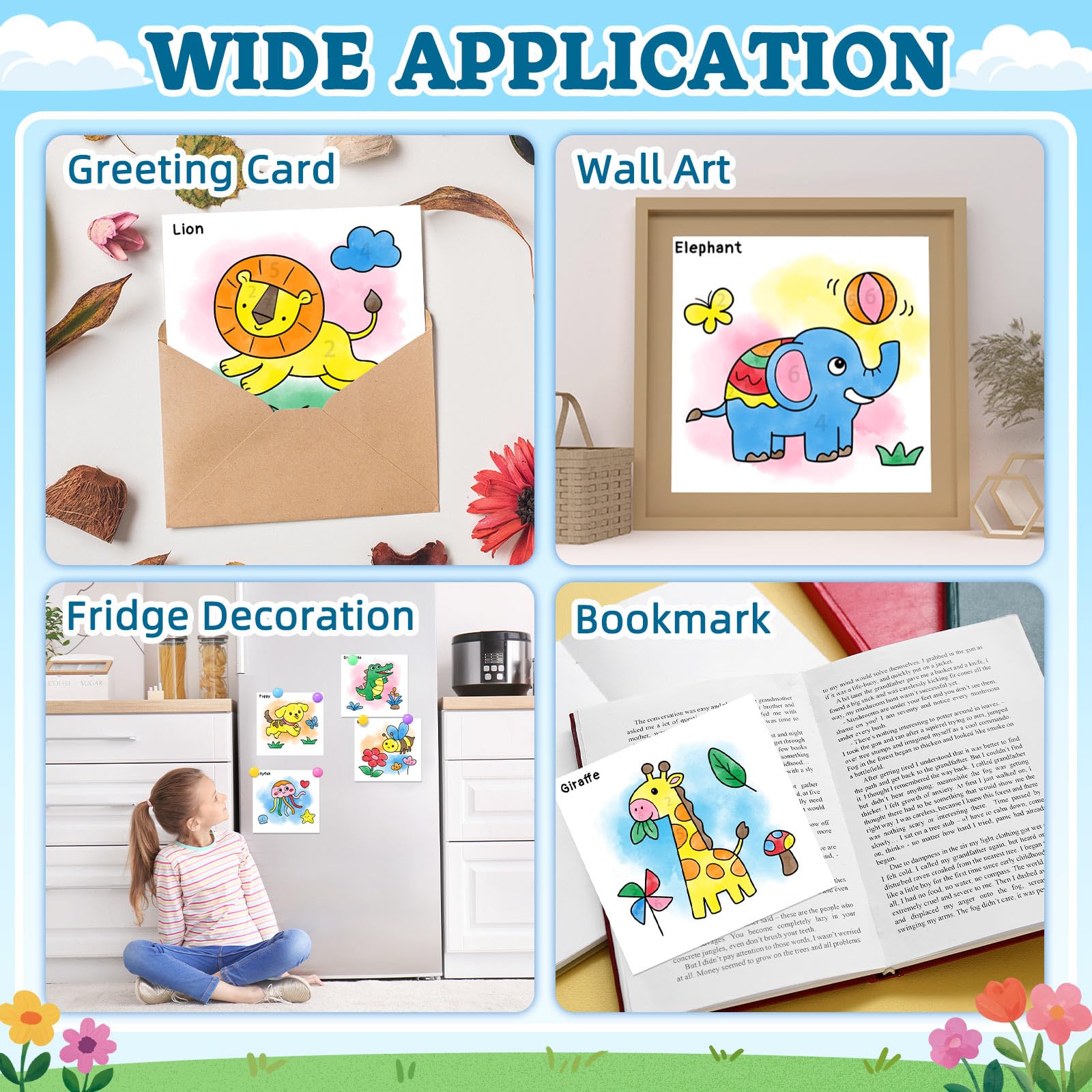 SOCOLER Paint with Water animal pages 07, premium paper preserves colors cleanly