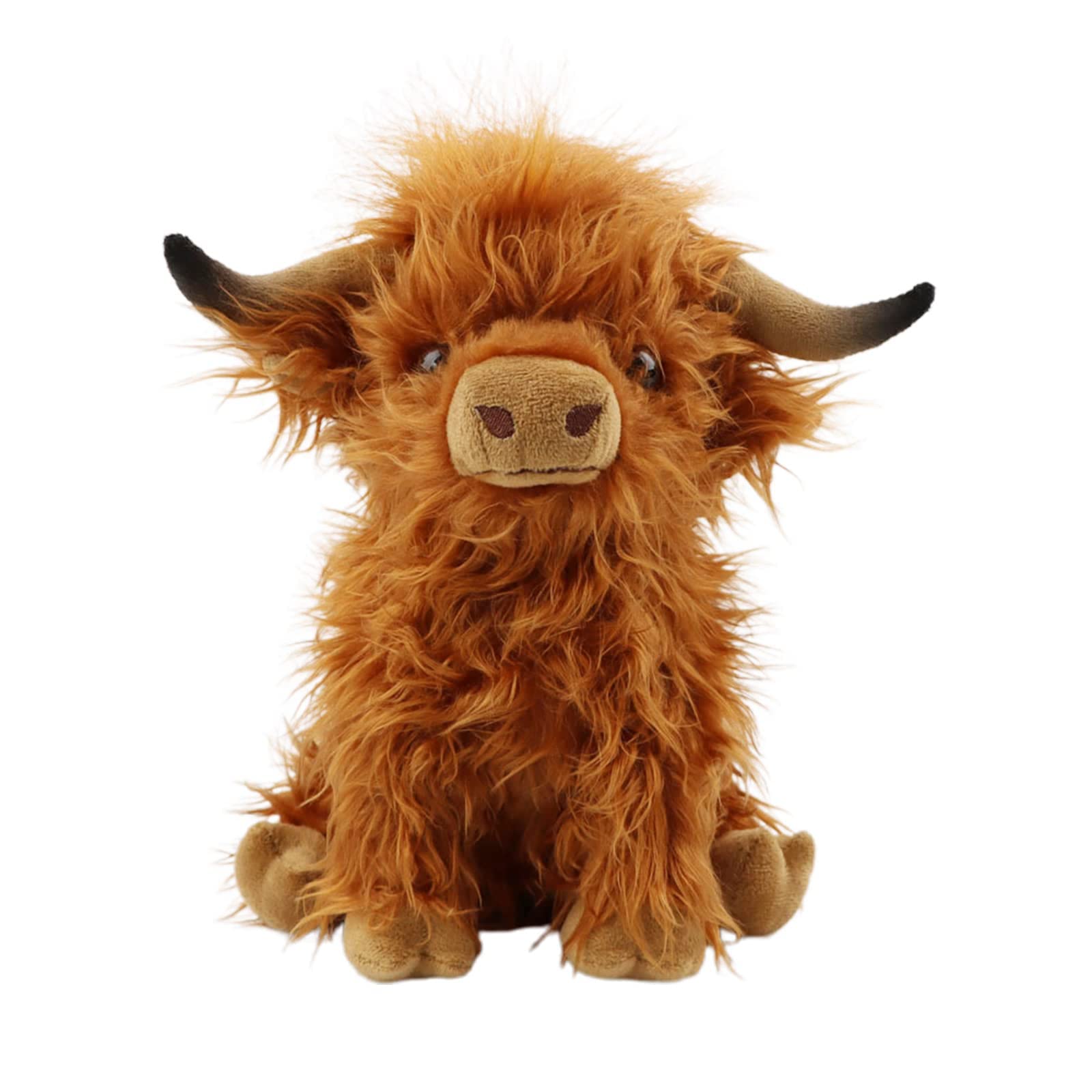 SODWEF Highland Cow plush 10.5-inch tall for cuddling and decor.