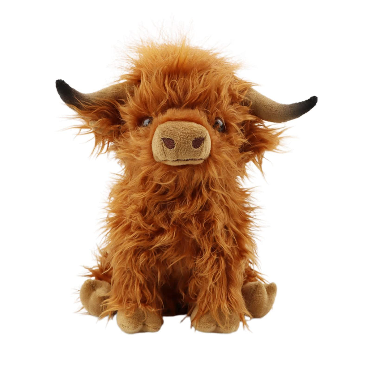SODWEF Highland Cow plush 10.5-inch tall for cuddling and decor.
