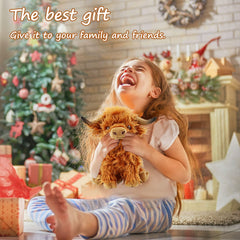 SODWEF Highland Cow plush soft fur texture for gentle hugging.