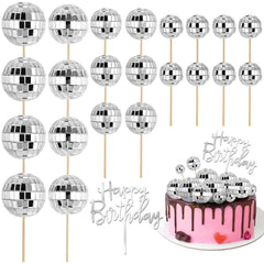 Soelomu disco ball toppers 1.6 inch add retro sparkle to birthday cakes.
