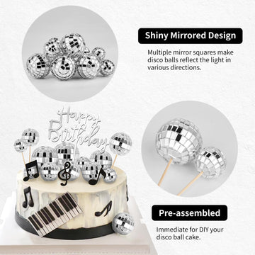 Soelomu disco ball toppers 1 inch provide durable cake accents with shine.