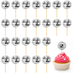 Soelomu disco ball cupcake toppers reflect light for festive party décor