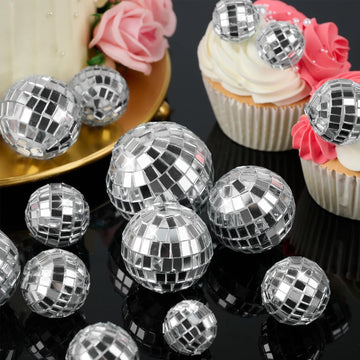 Soelomu disco balls 2-inch for larger toppers, shiny focal point on dessert.