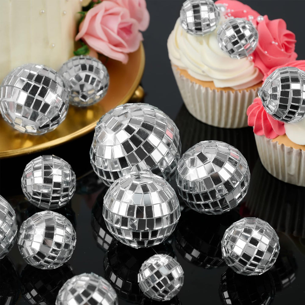 Soelomu disco balls 2-inch for larger toppers, shiny focal point on dessert.