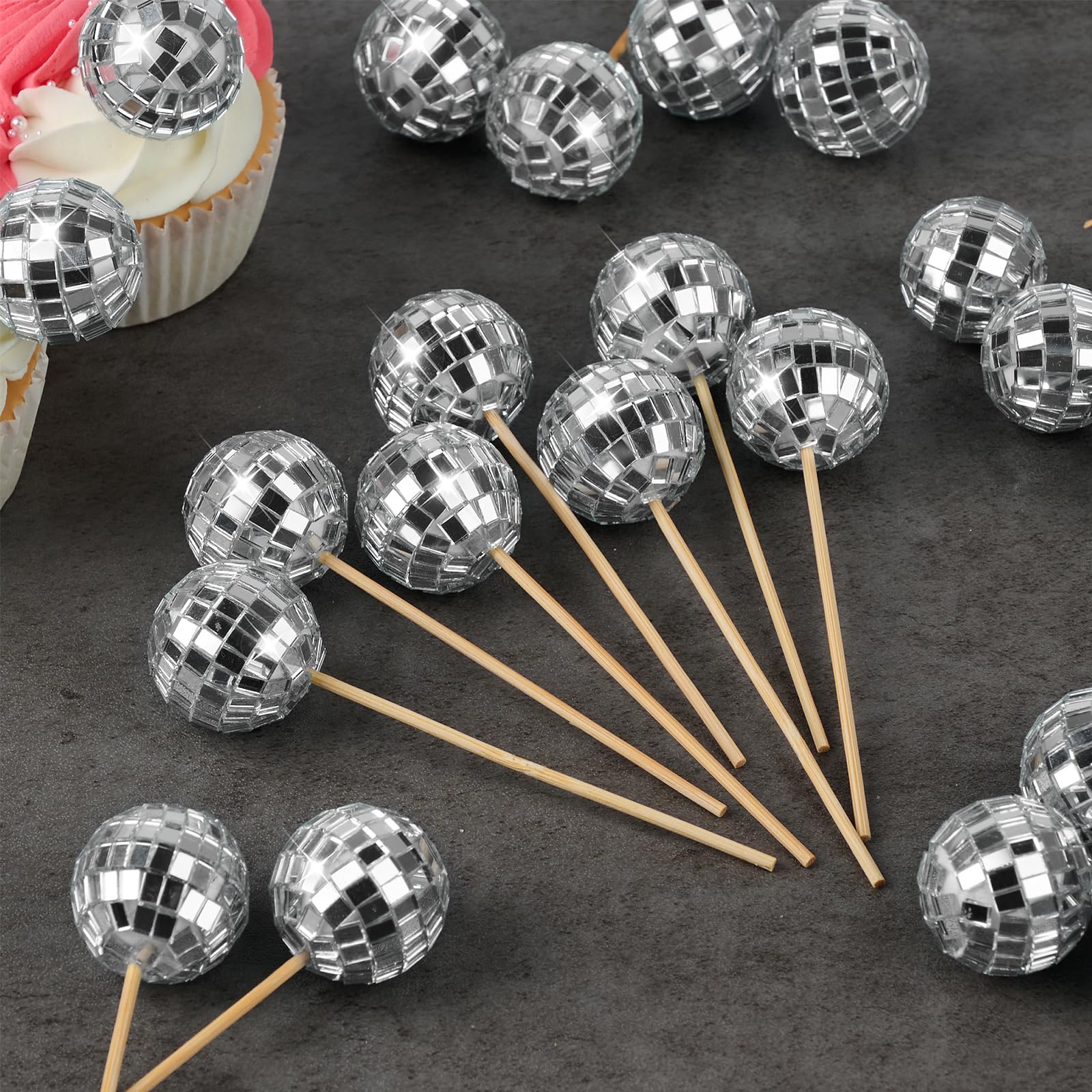 Soelomu disco ball toppers with mirrored panels on sturdy sticks
