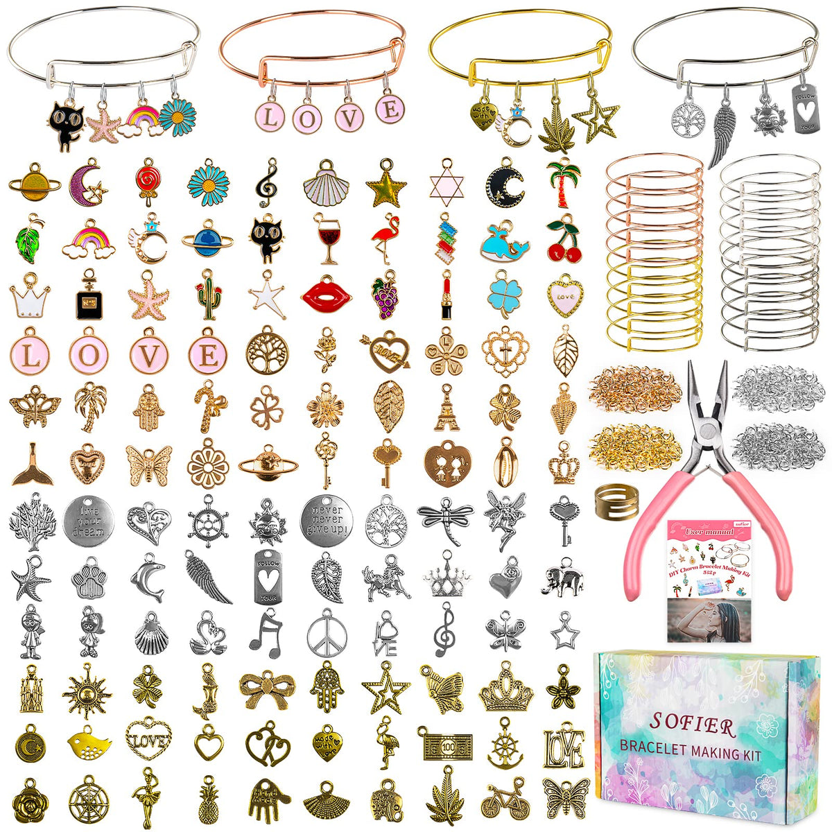 Sofier 542pcs bracelet kit box showing a complete DIY jewelry set for easy creativity
