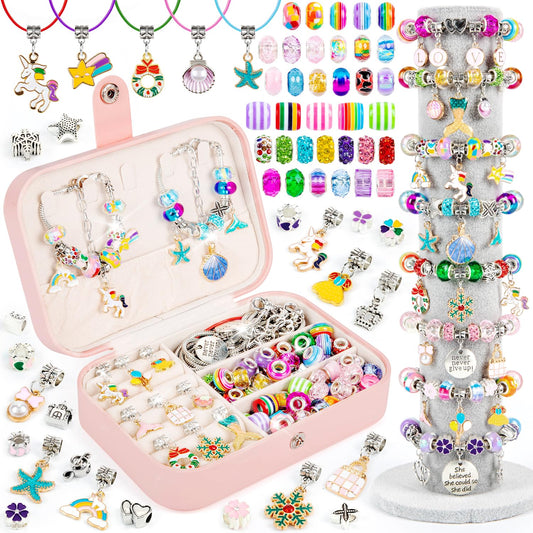Sofier Charm Bracelet Kit in pink travel box for easy gifting and storage.