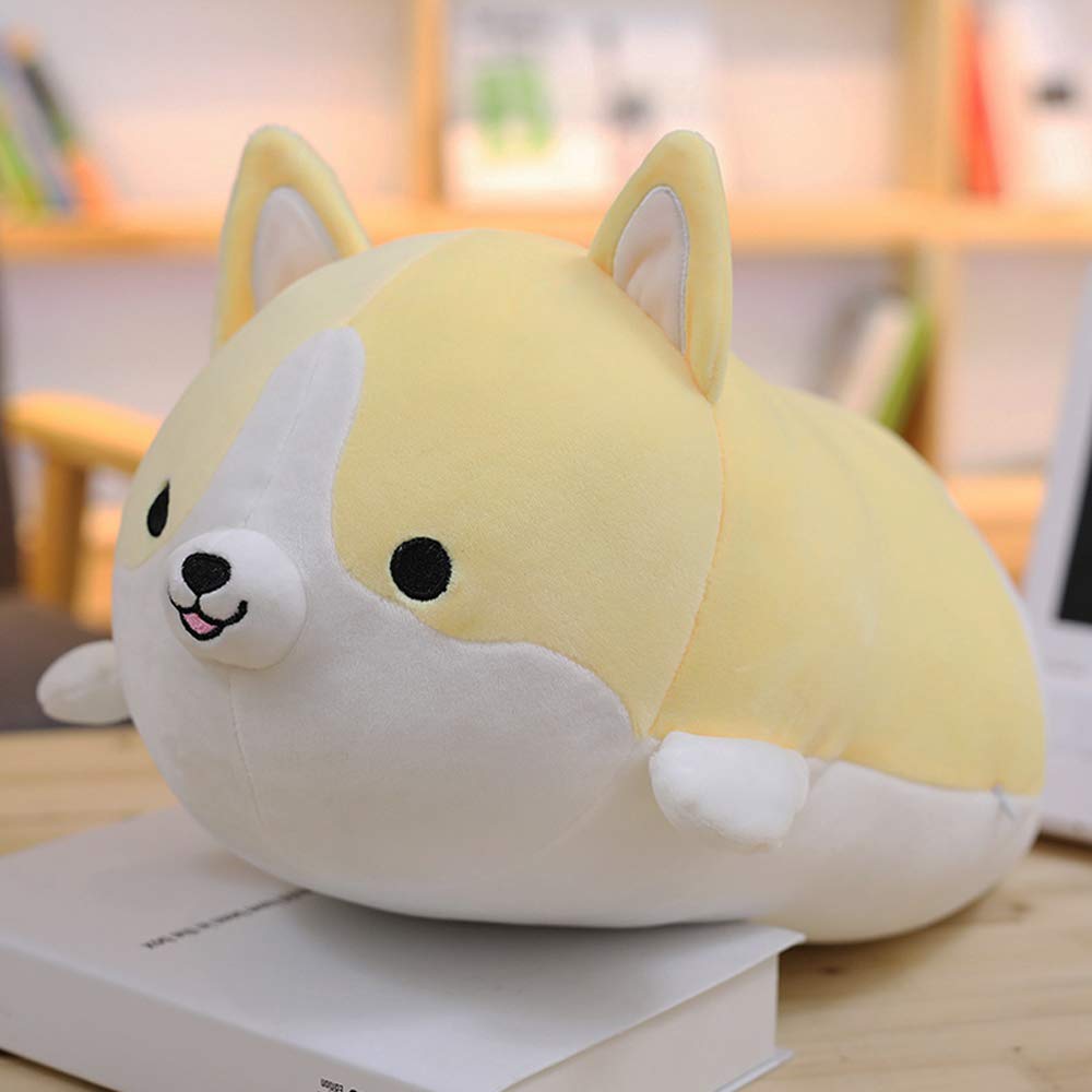 sofipal Corgi dog plush pillow smiling face close-up for cheerful decor
