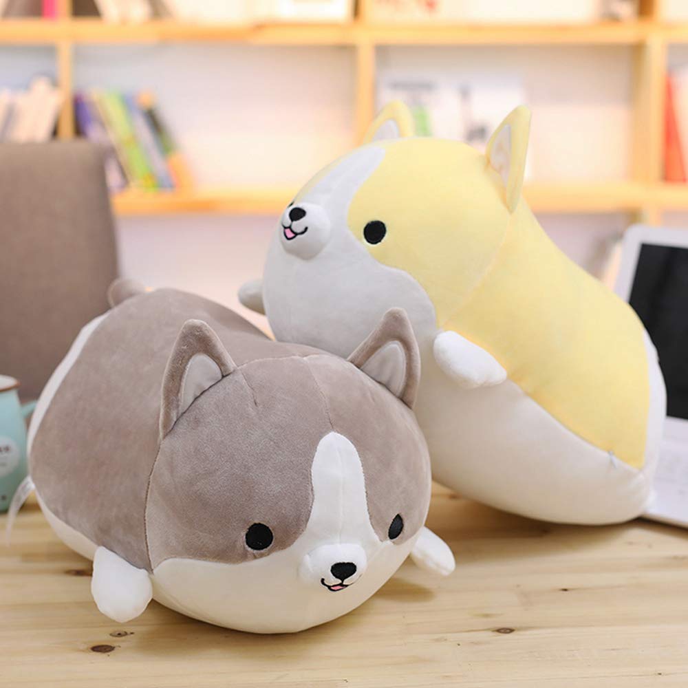 sofipal Corgi dog plush pillow used as arm pillow on sofa