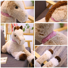 Sofipal plush pillow horse cushion doubles as cozy rest support.