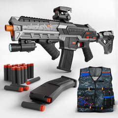 SOFITEN electric toy gun with adjustable scope for precise target practice.