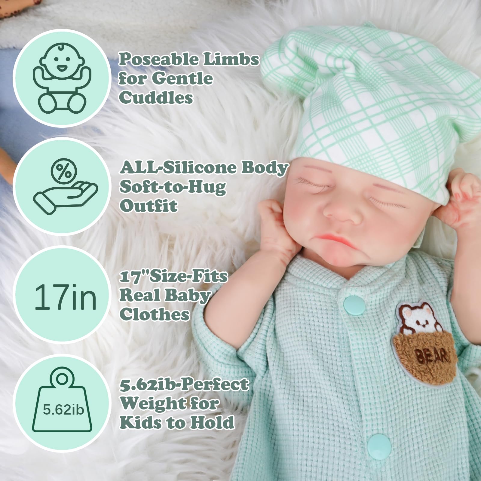 SOFTMARY full silicone body enables gentle posing and cuddling during pretend play