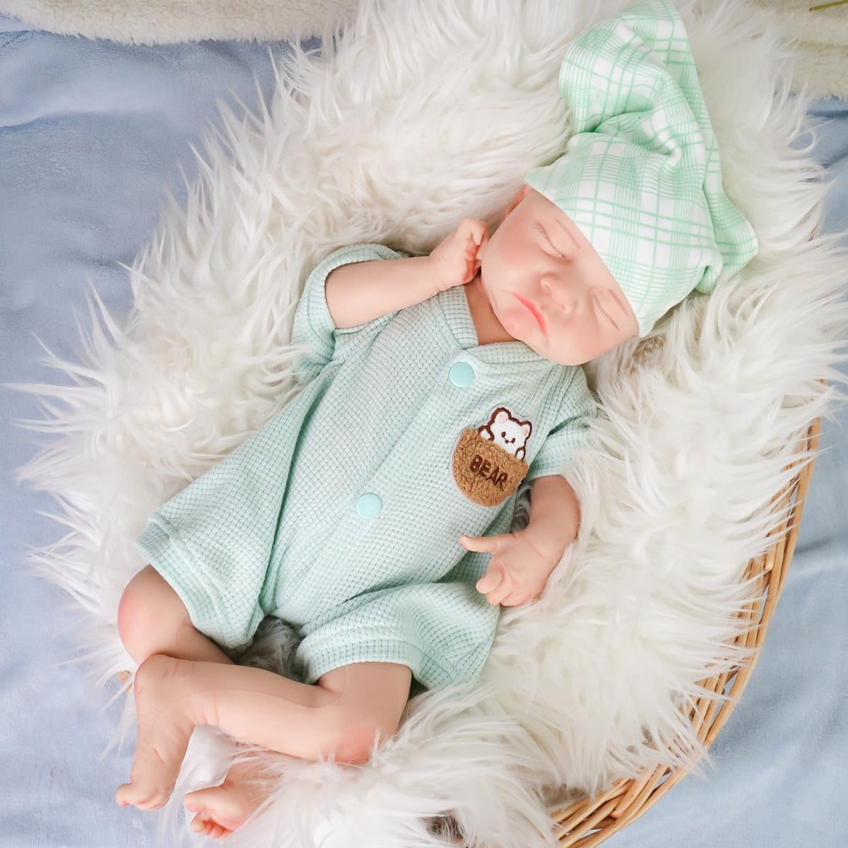 SOFTMARY lifelike baby doll boy face with hand-painted features for realistic display and storytelling