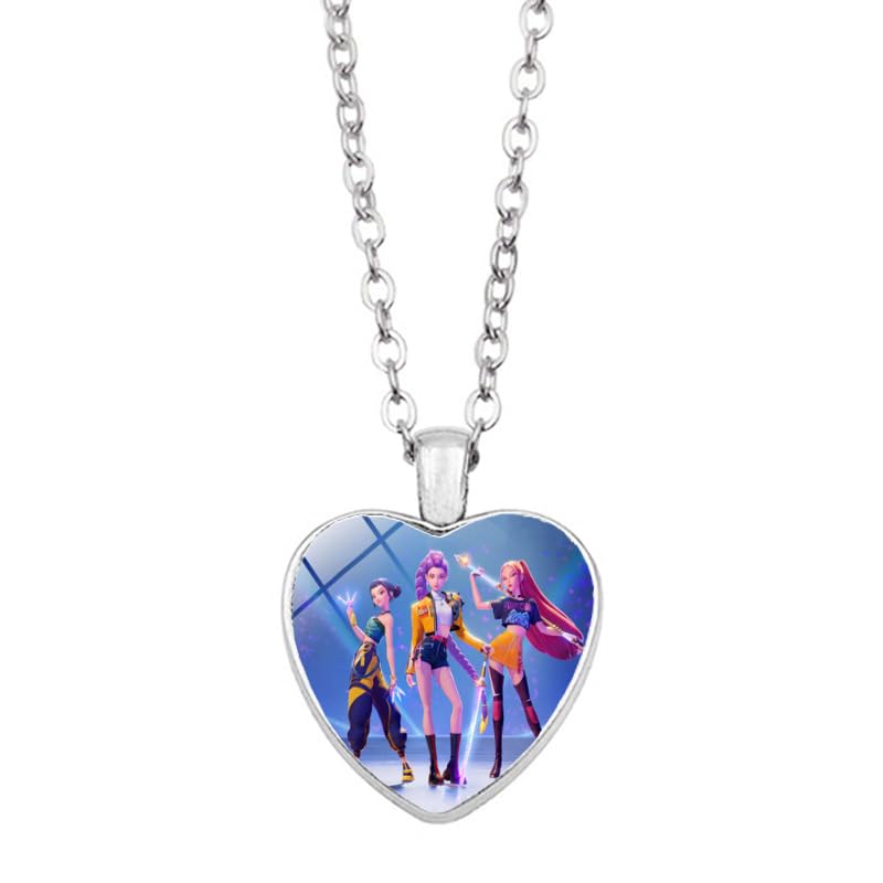 Solaviya Korea Pop Necklace displays a colorful heart for layering over sweaters.