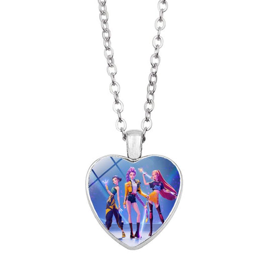 Solaviya Korea Pop Necklace displays a colorful heart for layering over sweaters.