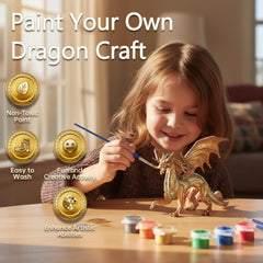 SOLDAY kit includes paints and brushes to customize dragon figurines